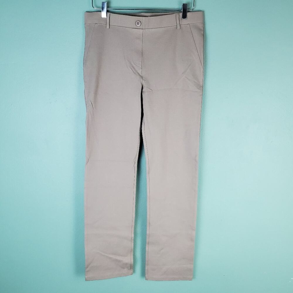 Betabrand Tan Pull On Straight Leg Classic Dress Yoga Pants Size Large Petite